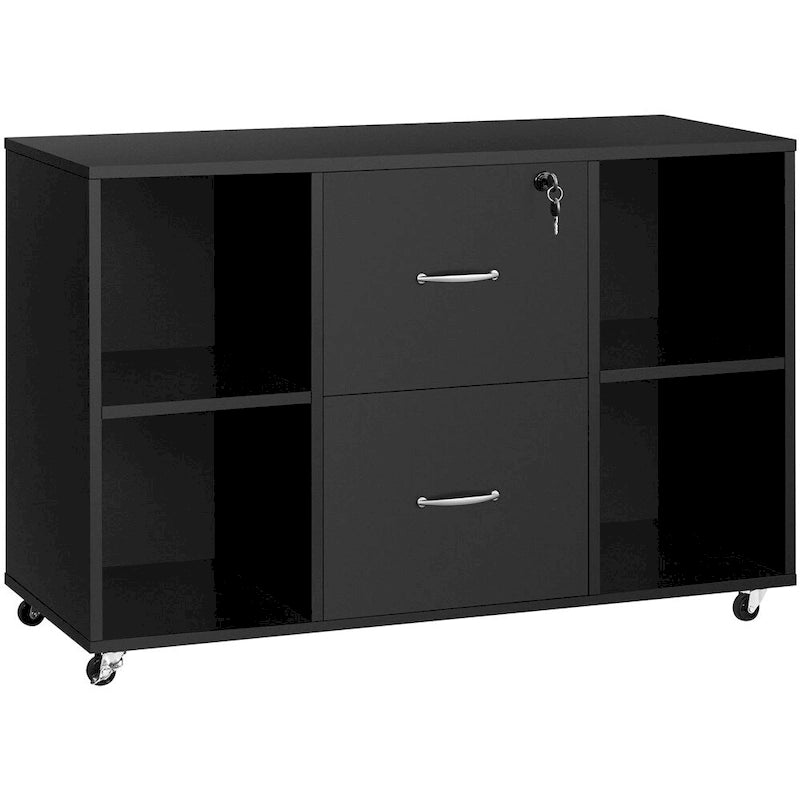 Mobile File Storage Cabinet with 2 Drawers and 4 Shelves