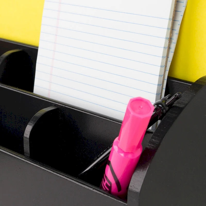 8-Compartment Desk Organizer with USB Charging - Black