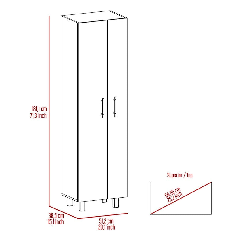 2-Door Rectangle Closet Pantry - White
