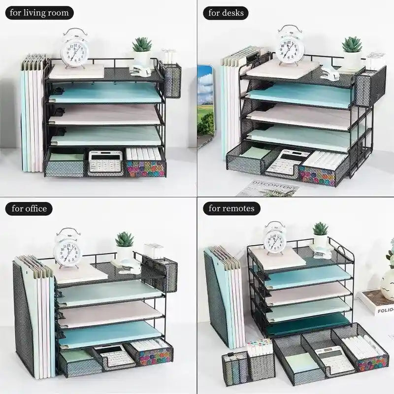 5 Tier Desk Organizer with Sliding Trays & Pen Holder