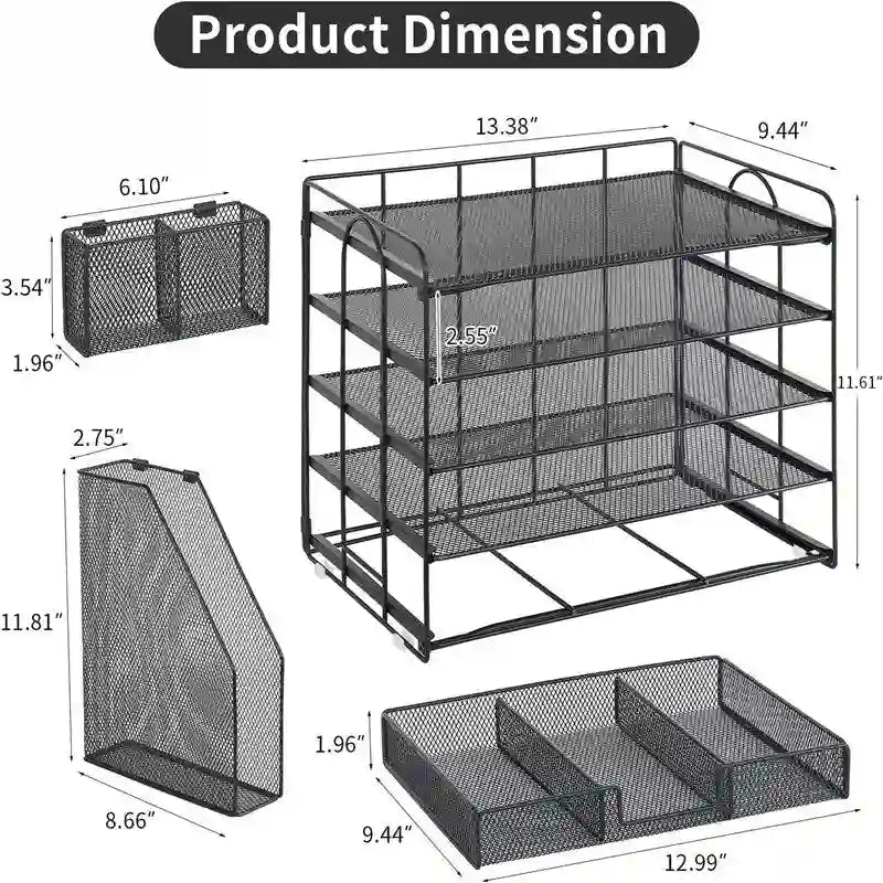 5 Tier Desk Organizer with Sliding Trays & Pen Holder