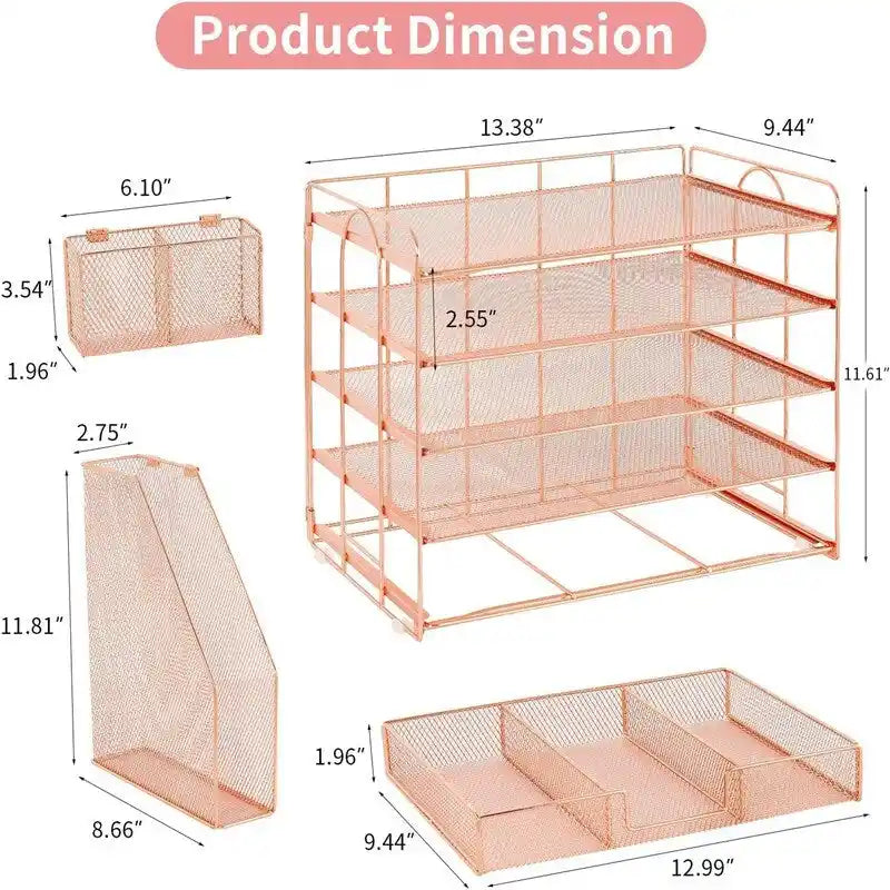 5 Tier Desk Organizer with Sliding Trays & Pen Holder