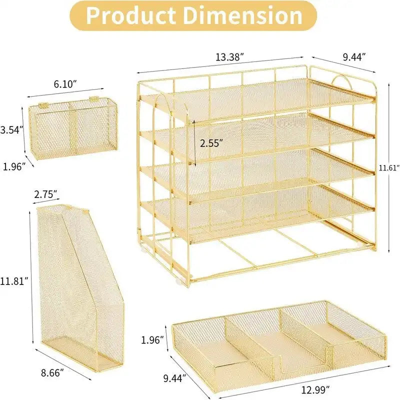 5 Tier Desk Organizer with Sliding Trays & Pen Holder