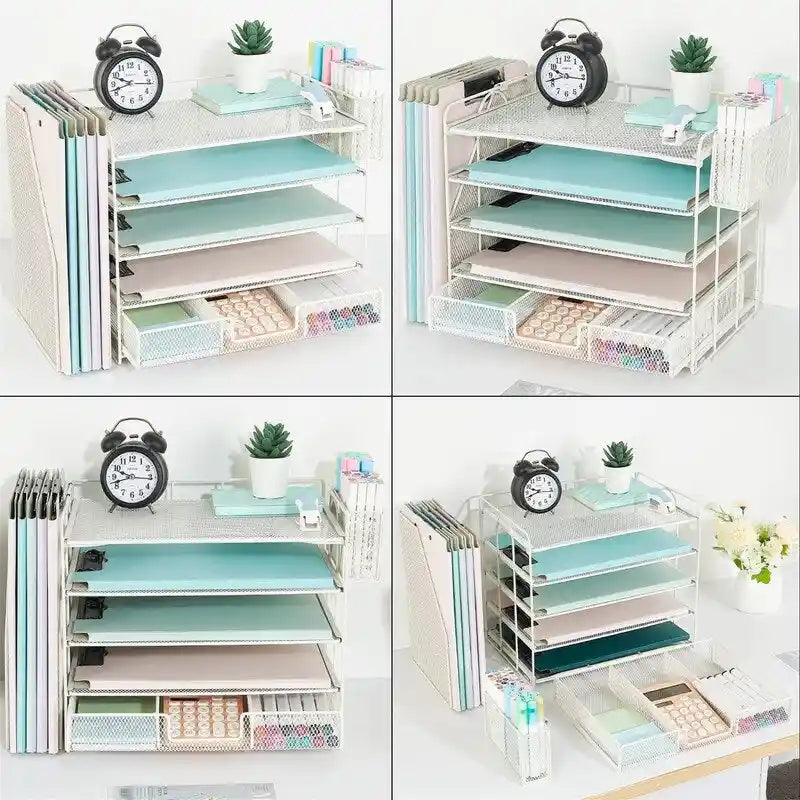 5 Tier Desk Organizer with Sliding Trays & Pen Holder