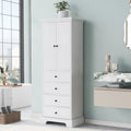 Storage Cabinet with 2 Doors and 4 Drawers, Adjustable Shelf, Painted Finish
