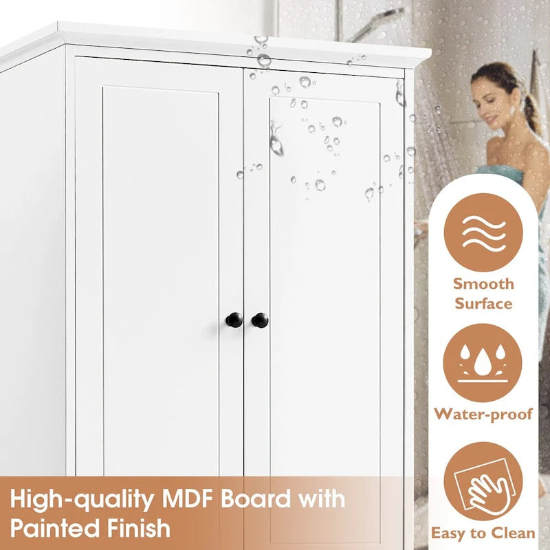 Storage Cabinet with 2 Doors and 4 Drawers, Adjustable Shelf, Painted Finish