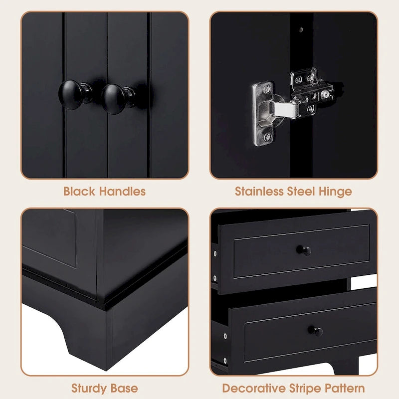Storage Cabinet with 2 Doors and 4 Drawers, Adjustable Shelf, Painted Finish