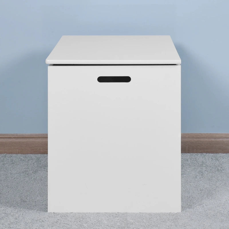 Lift Top Entryway Storage Cabinet with Safety Hinges, Wooden Toy Box