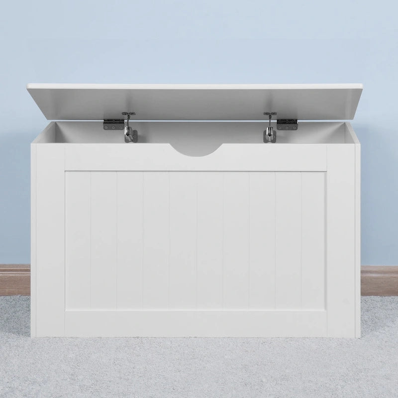Lift Top Entryway Storage Cabinet with Safety Hinges, Wooden Toy Box