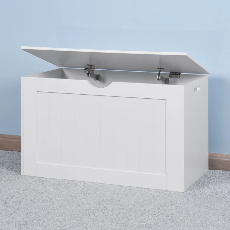 Lift Top Entryway Storage Cabinet with Safety Hinges, Wooden Toy Box