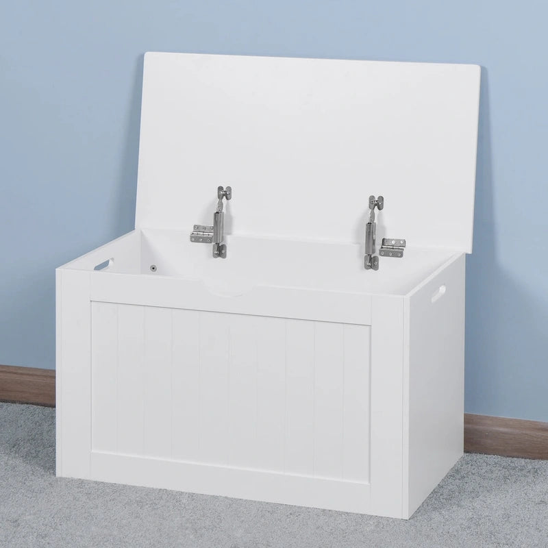 Lift Top Entryway Storage Cabinet with Safety Hinges, Wooden Toy Box