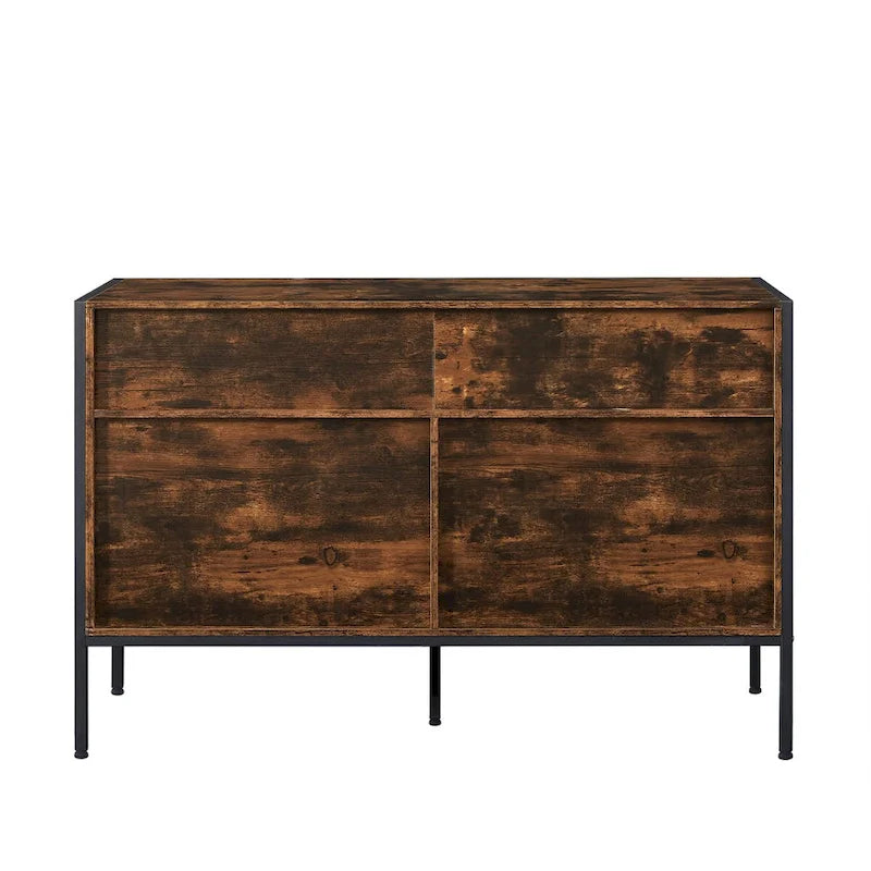 48" Wood Storage Dresser with 7 Drawers | Solid Clothes Cabinet with Steel Frame | Rustic Brown