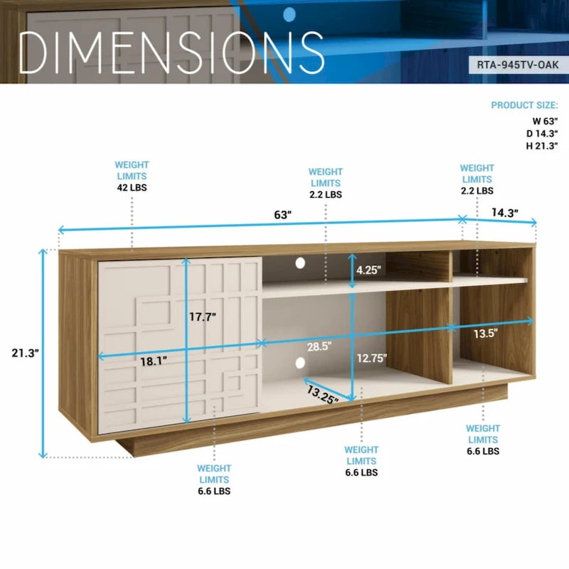 Contemporary TV Stand for TVs Up to 70in, Oak