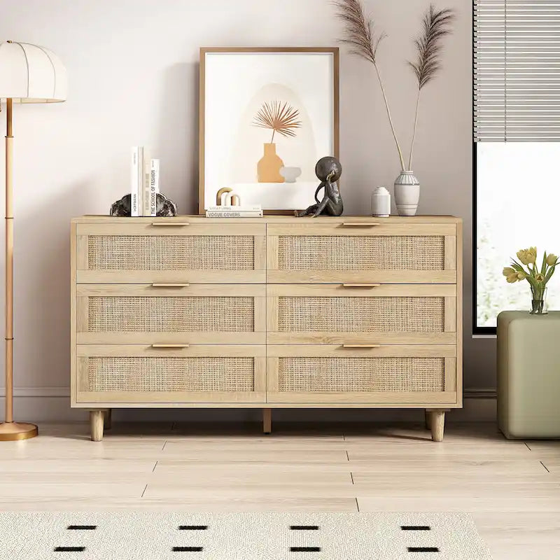 6-Drawer Rattan Cabinet