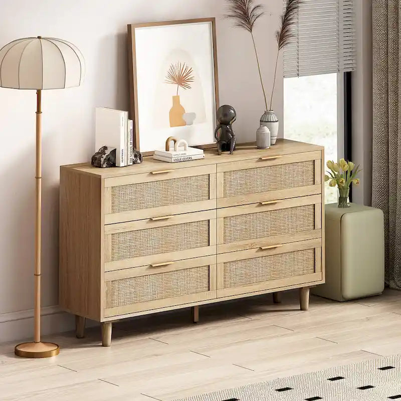 6-Drawer Rattan Cabinet