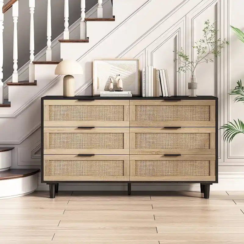 6-Drawer Rattan Cabinet
