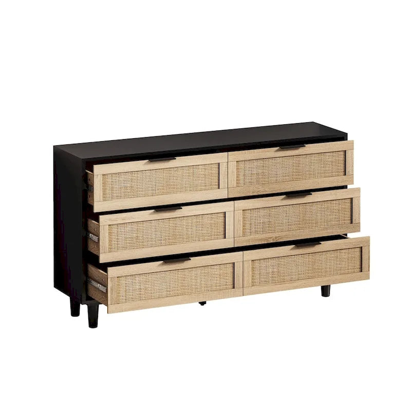 6-Drawer Rattan Cabinet