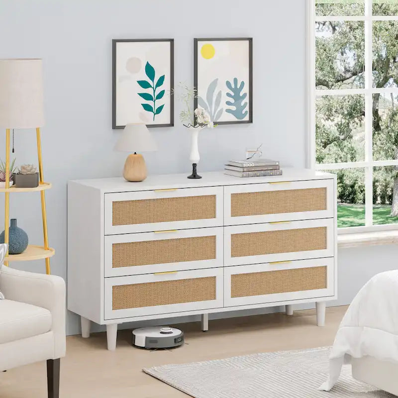6-Drawer Rattan Cabinet