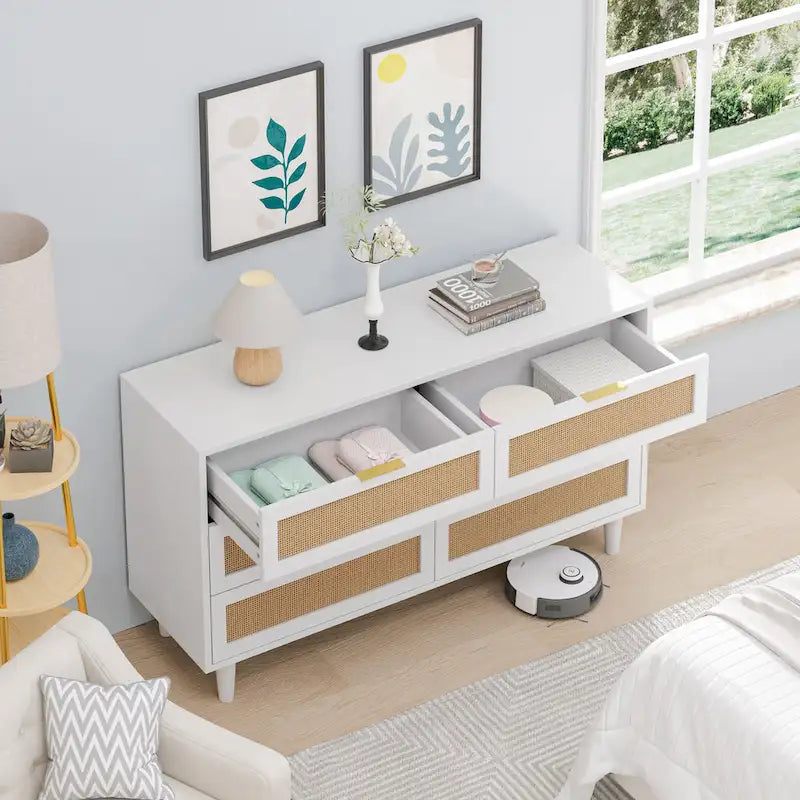 6-Drawer Rattan Cabinet