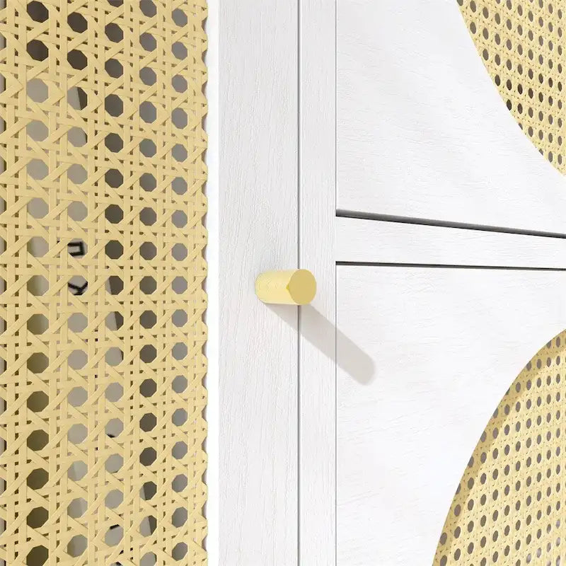 Tall Freestanding Storage Cabinet with Rattan Doors