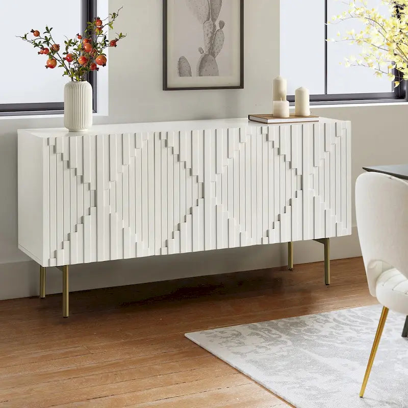 Modern 58" Wide Sideboard with Cable Management & Adjustable Feet