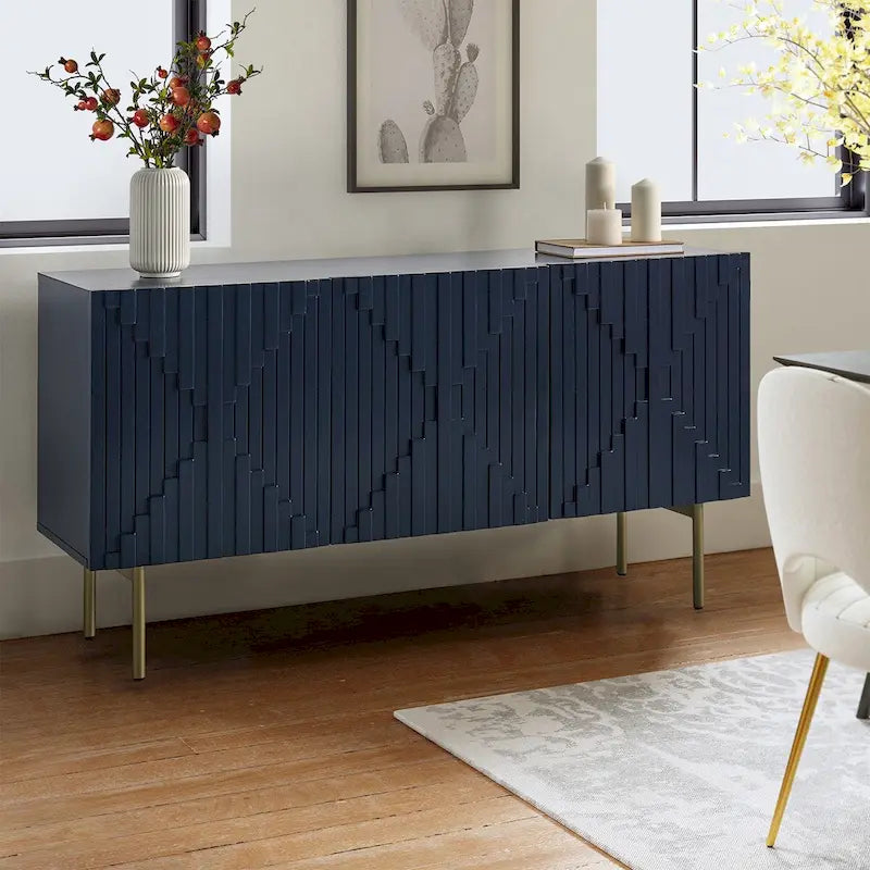 Modern 58" Wide Sideboard with Cable Management & Adjustable Feet