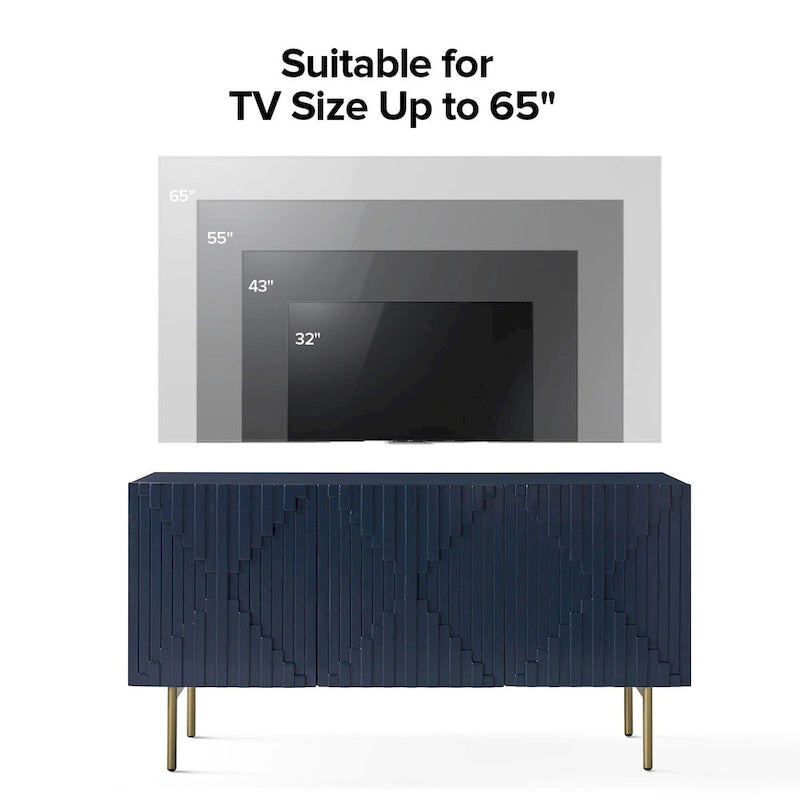 Modern 58" Wide Sideboard with Cable Management & Adjustable Feet