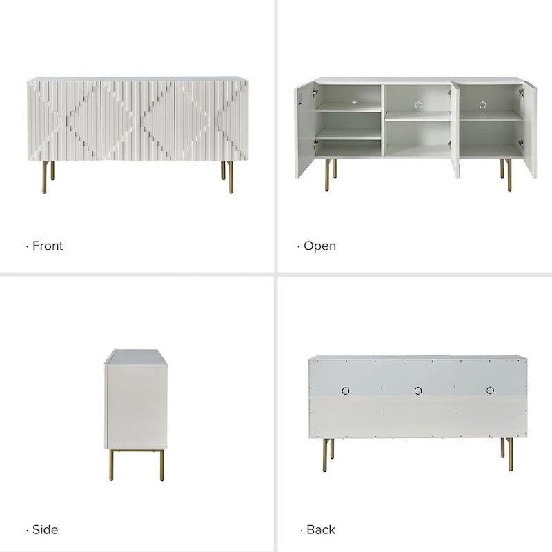 Modern 58" Wide Sideboard with Cable Management & Adjustable Feet