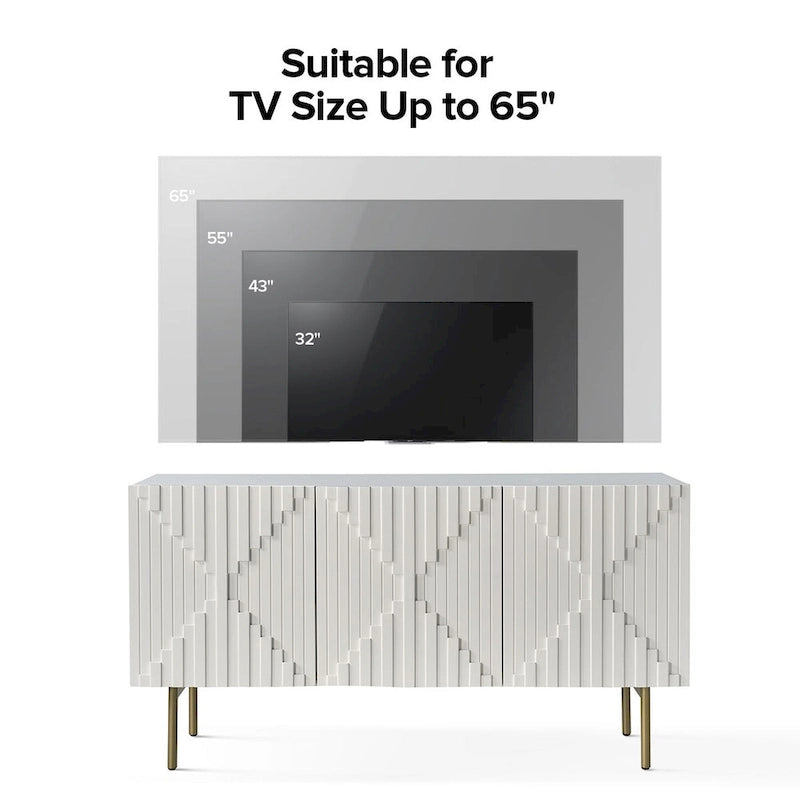 Modern 58" Wide Sideboard with Cable Management & Adjustable Feet