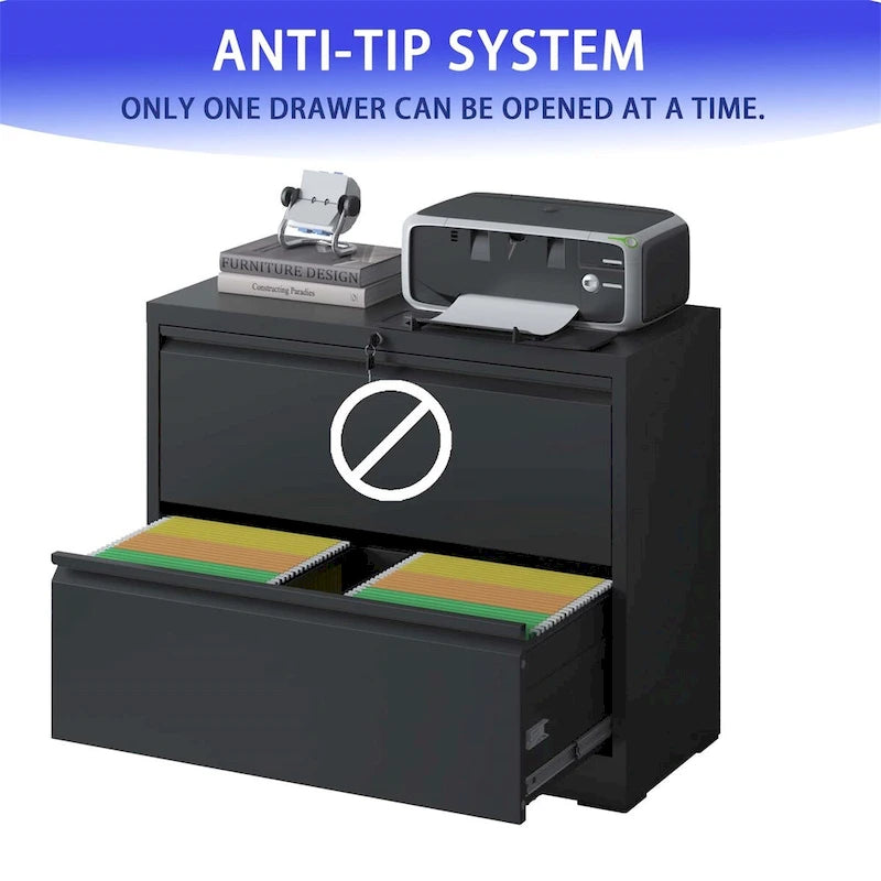 2-Drawer Lateral File Cabinet with Lock