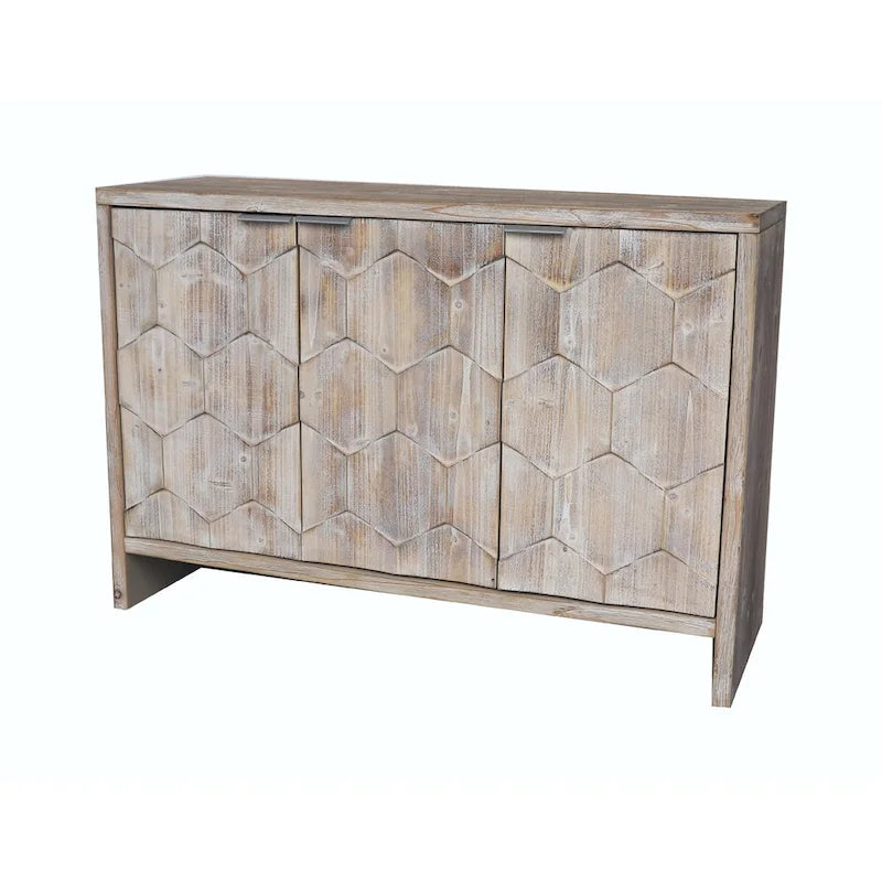 3-Door Wooden Accent Cabinet: Sideboard Buffet Server with Storage