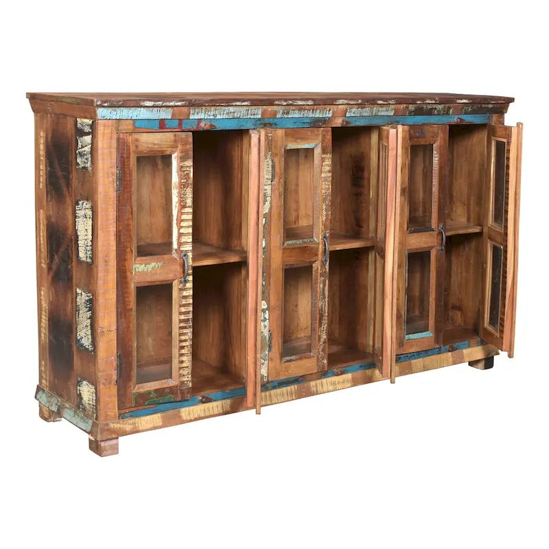 6-Door Glass Sideboard, Recycled Multicolor