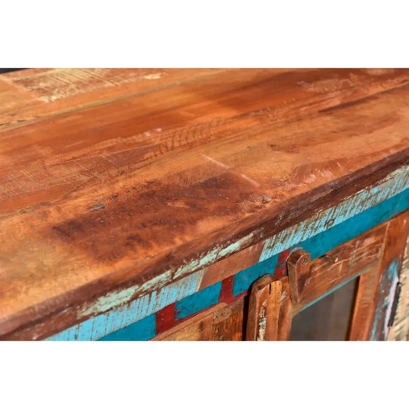 6-Door Glass Sideboard, Recycled Multicolor