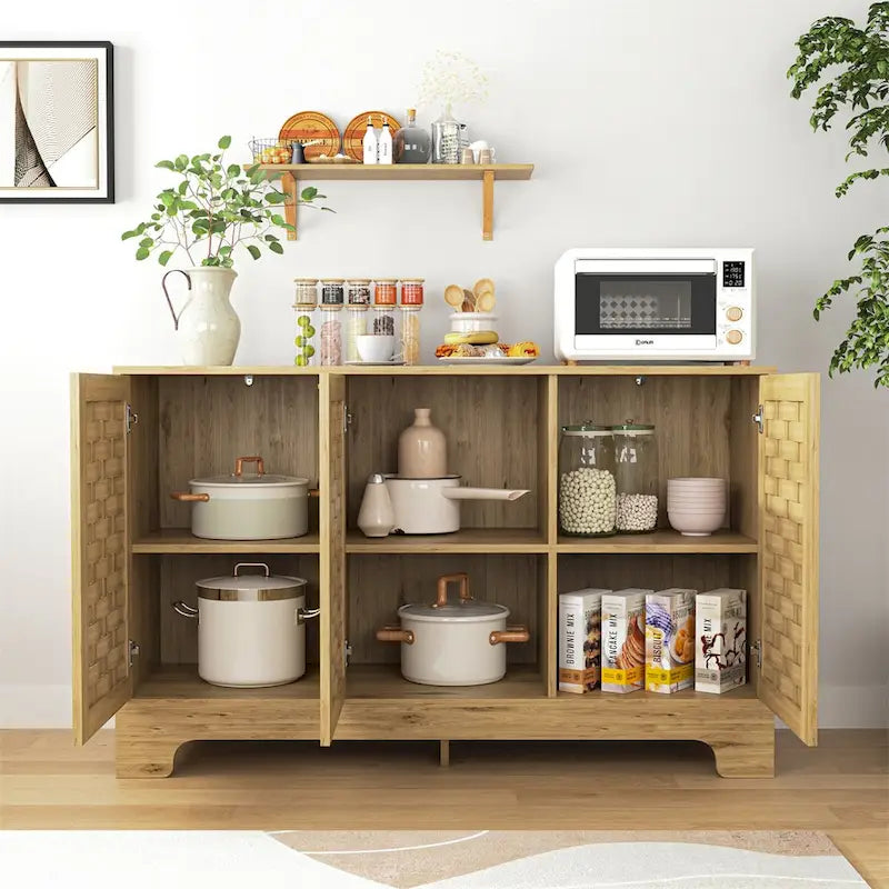 Storage Cabinet with 3 Doors, Wood Sideboard Buffet
