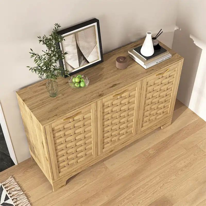 Storage Cabinet with 3 Doors, Wood Sideboard Buffet
