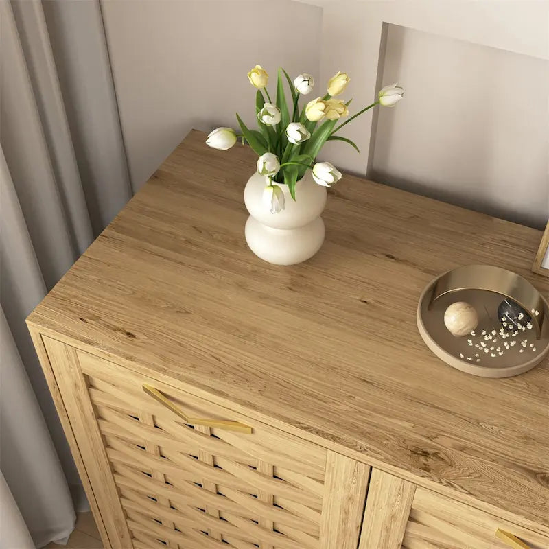 Storage Cabinet with 3 Doors, Wood Sideboard Buffet