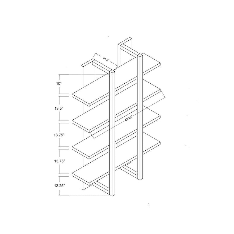 Wooden 4-Tier Display Organizing Cabinet, Tall Bookcase with Open Shelving