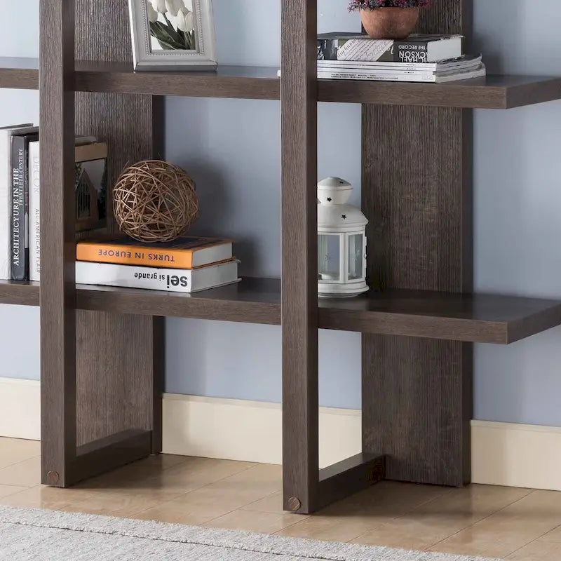 Wooden 4-Tier Display Organizing Cabinet, Tall Bookcase with Open Shelving