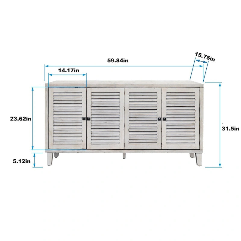 4 Shutter Door Wooden Sideboard Buffet Cabinet
