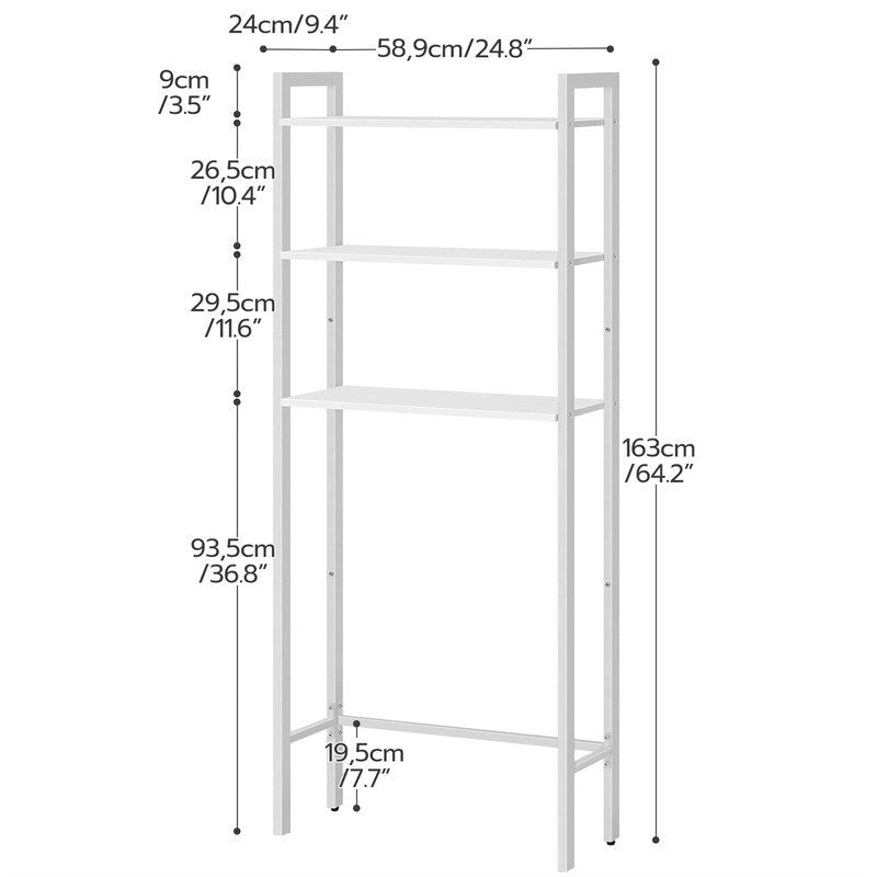 Over The Toilet Storage - 9.4"D x 24.8"W x 64.2"H