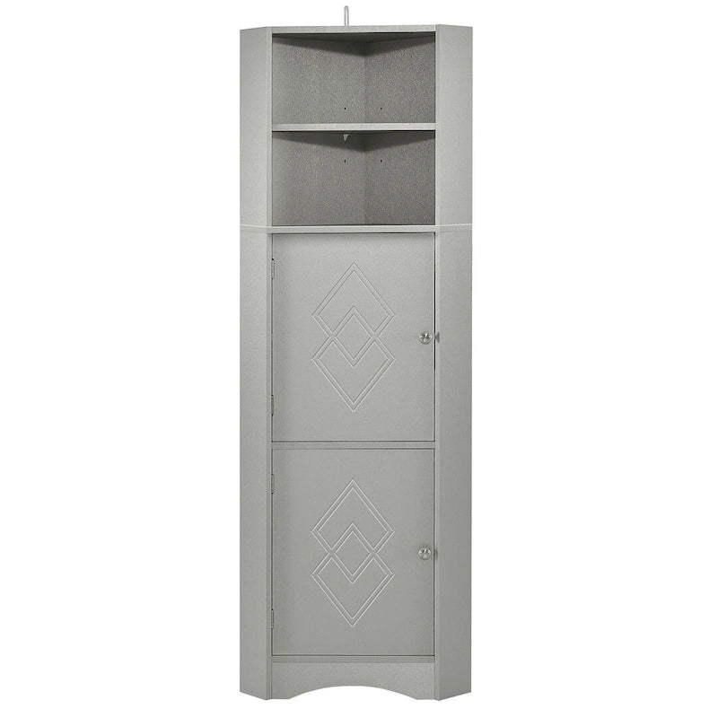 Tall Corner Cabinet with 2 Doors and 4 Tier Shelves