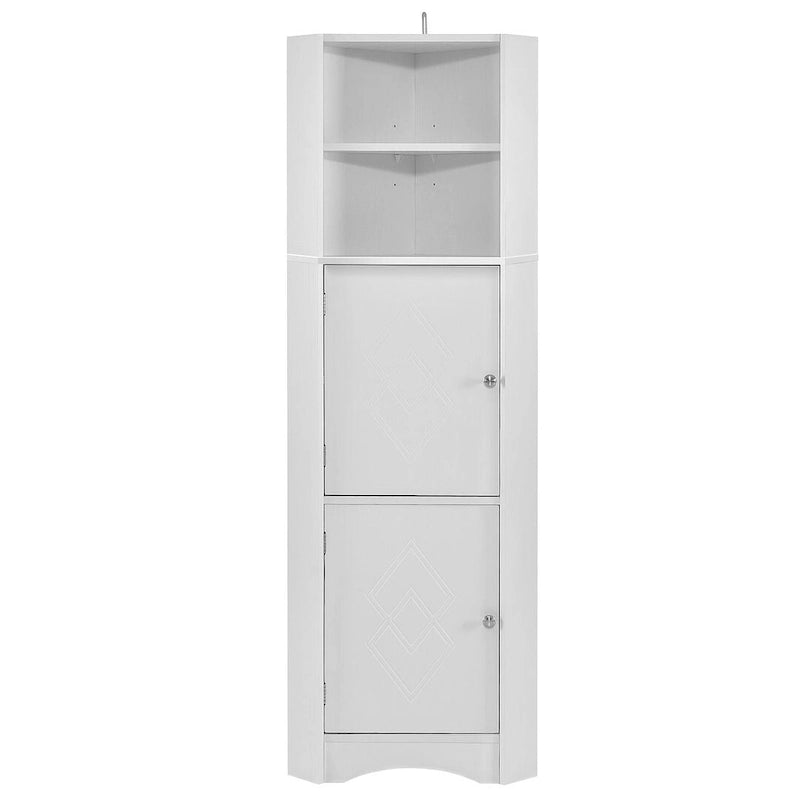 Tall Corner Cabinet with 2 Doors and 4 Tier Shelves