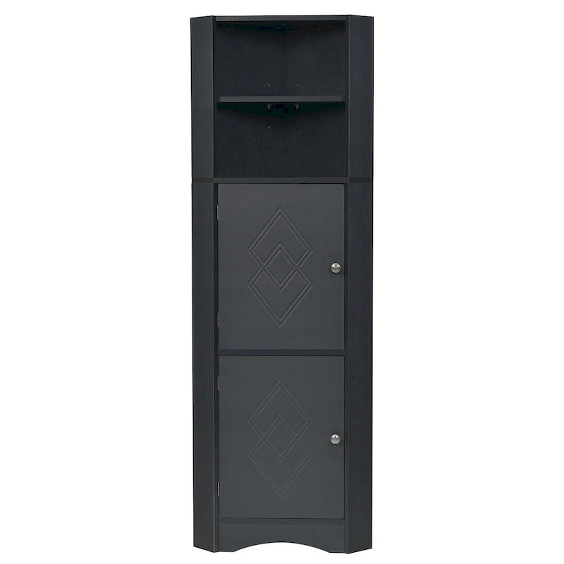 Tall Corner Cabinet with 2 Doors and 4 Tier Shelves