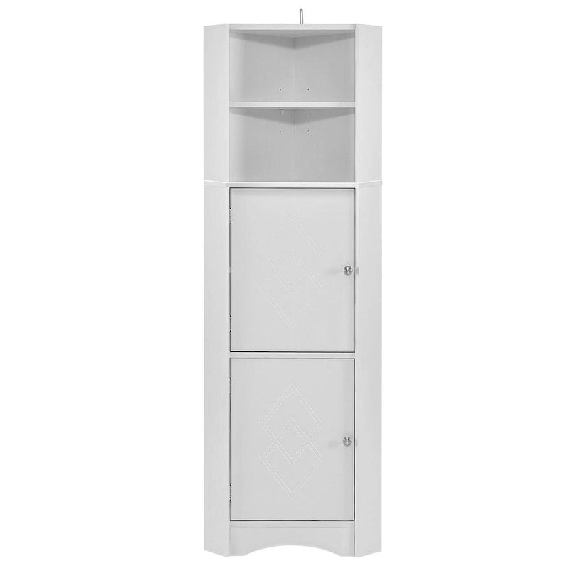 Tall Corner Cabinet with 2 Doors and 4 Tier Shelves