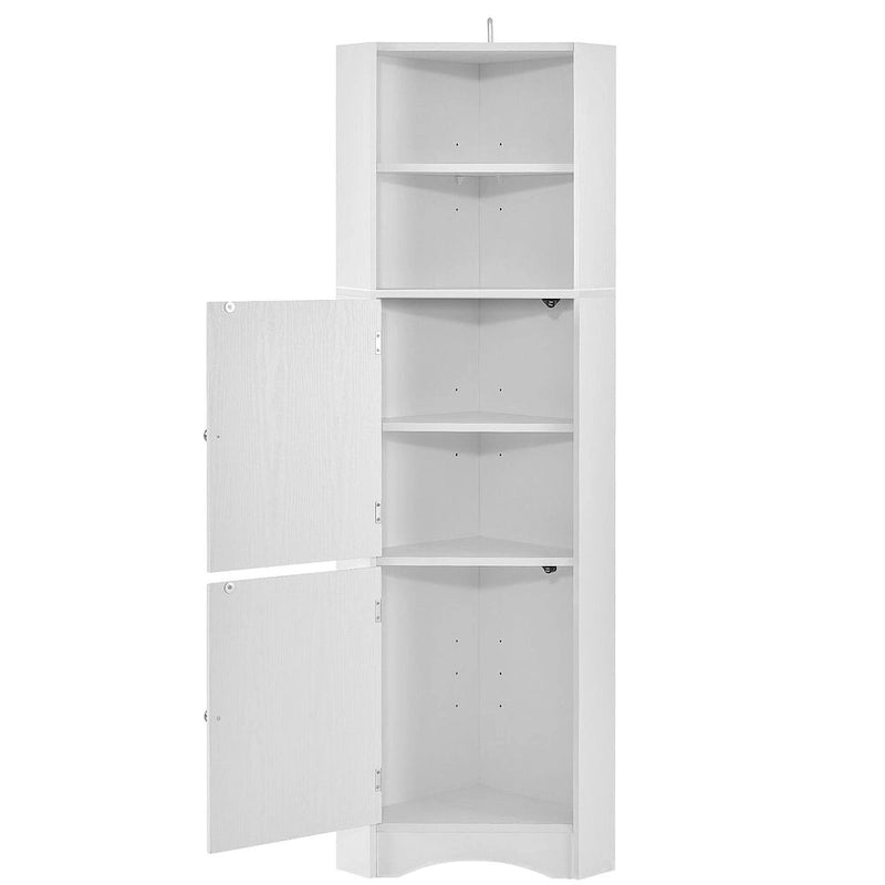 Tall Corner Cabinet with 2 Doors and 4 Tier Shelves