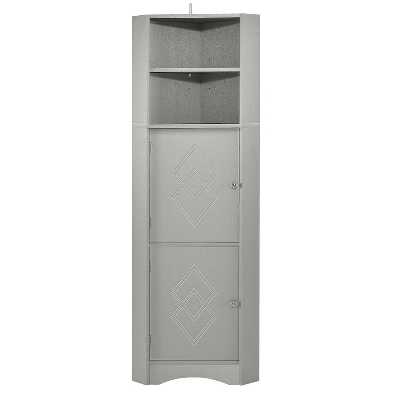 Tall Corner Cabinet with 2 Doors and 4 Tier Shelves