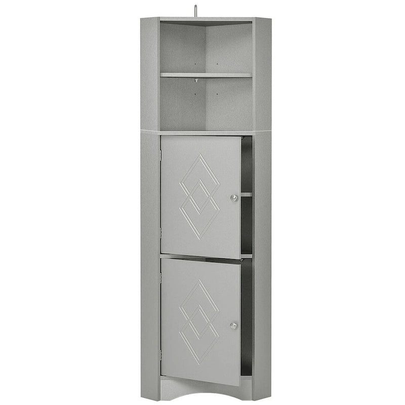 Tall Corner Cabinet with 2 Doors and 4 Tier Shelves