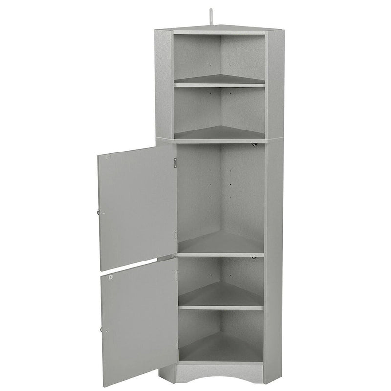 Tall Corner Cabinet with 2 Doors and 4 Tier Shelves