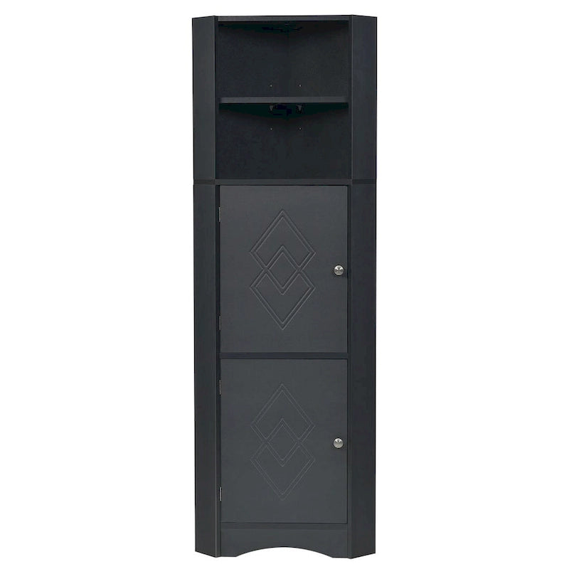 Tall Corner Cabinet with 2 Doors and 4 Tier Shelves