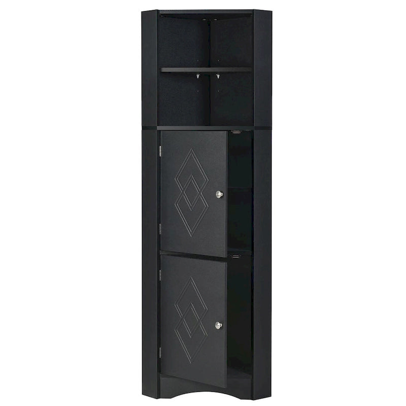 Tall Corner Cabinet with 2 Doors and 4 Tier Shelves